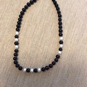 Black and white bead necklace.